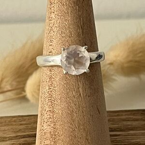 Solid 925 Sterling Silver Rose Quartz Gemstone Ring Size 6.5